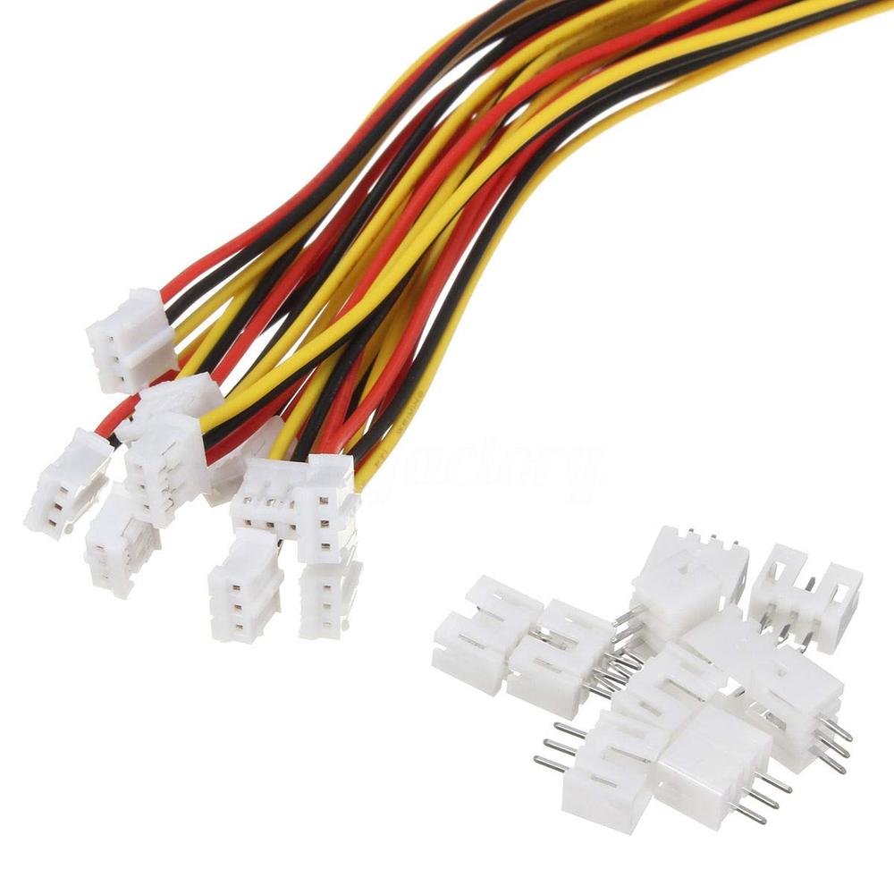 daier JST-PH 3-Pin 2.0mm Male Connector Cables and Single Female Connectors (50 Pairs)