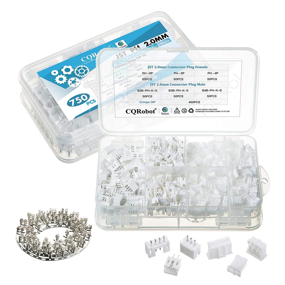 CQRobot JST PH 2.0 mm Pitch 2/3/4-Pin JST Connector Kit (150 Sets/750 Pieces)