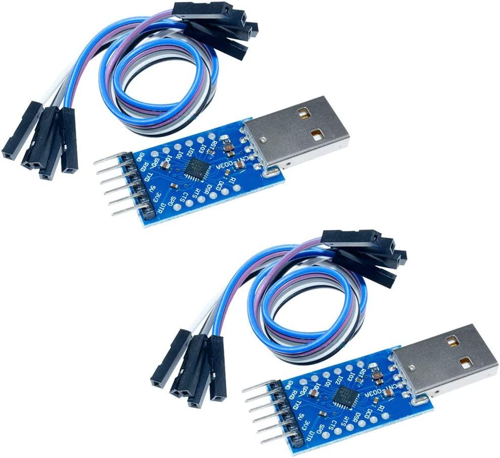 HiLetgo CP2104 Module USB to TTL UART 6-PIN Module Serial Converter with Dupont Cables (2PCS)