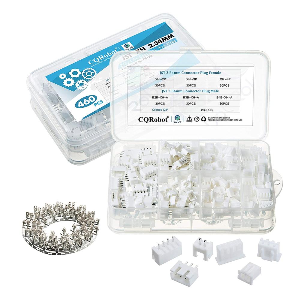 CQRobot JST-XH 2/3/4-Pin 2.54 mm Pitch Connector Kit (90 Sets/460 Pieces)