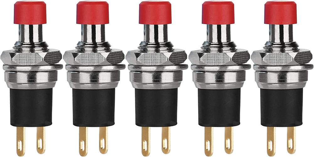 DIYhz Self-locking SPST Latching Type Dash ON/OFF Red Push Button Switch (5PCS)