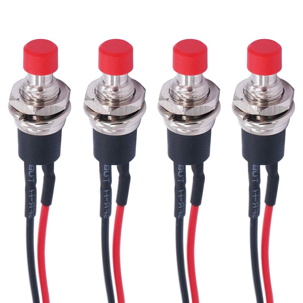 Twidec Latching Push Button Switch Self-Locking SPST ON/Off with Pre-soldered Wires L-PBS-110-XR (4PCS)