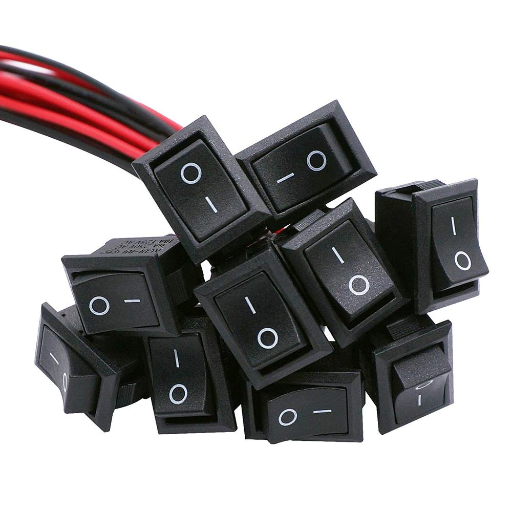 TWTADE Latching Rocker Switch ON/Off 2 Pin 2 Position SPST Pre-Wired (10PCS)