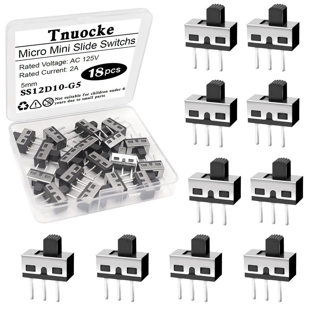 Tnuocke Knob Vertical Slide Switches 3 Pin 2 Position 1P2T SPDT Panel Mount SS12D10-G5 (18PCS)