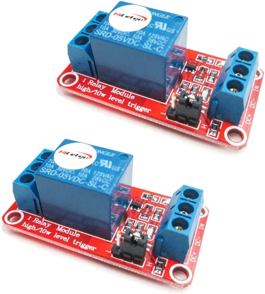 HiLetgo 5V One Channel Relay Module Relay Switch with OPTO Isolation High Low Level Trigger (2PCS)