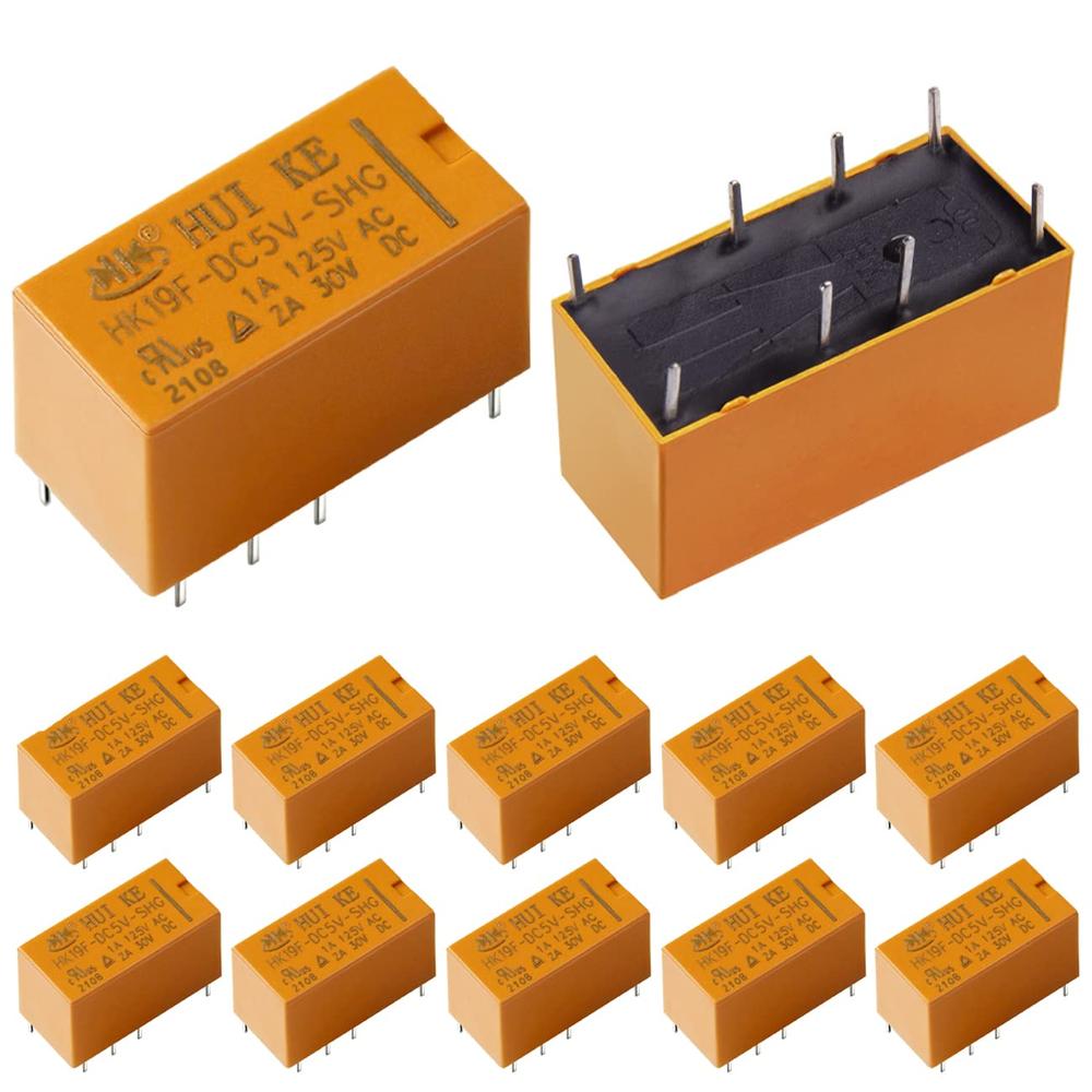 ABXLNIU HK19F-5V DPDT Relay DC 5V Coil 8-Pin 2NO 2NC Power Relays (12PCS)