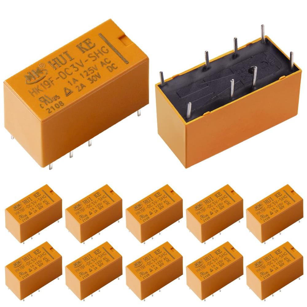 ABXLNIU HK19F-3V DPDT Relay DC 3V Coil 8-Pin 2NO 2NC Power Relays (12PCS)