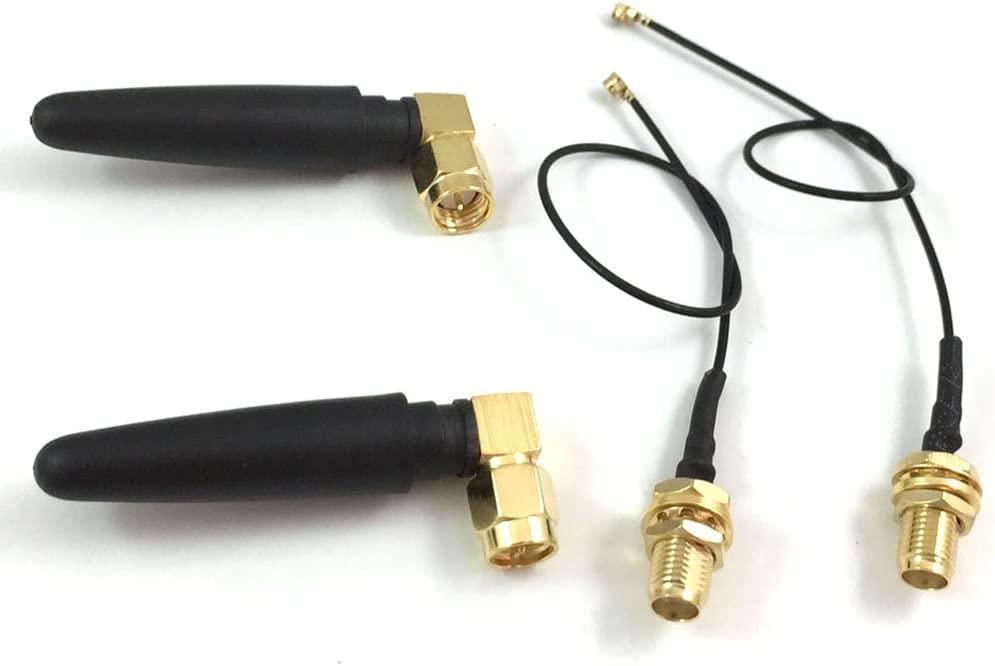 CENXIFJUDZ 2.4Ghz 2dbi Omni-directional Antenna SMA Male Right Angle (2PCS)