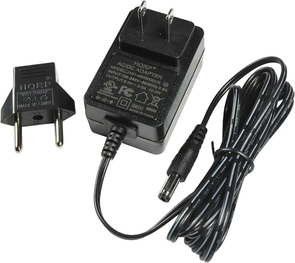 HQRP 5V 3A AC to DC Adapter + Euro Plug Adapter