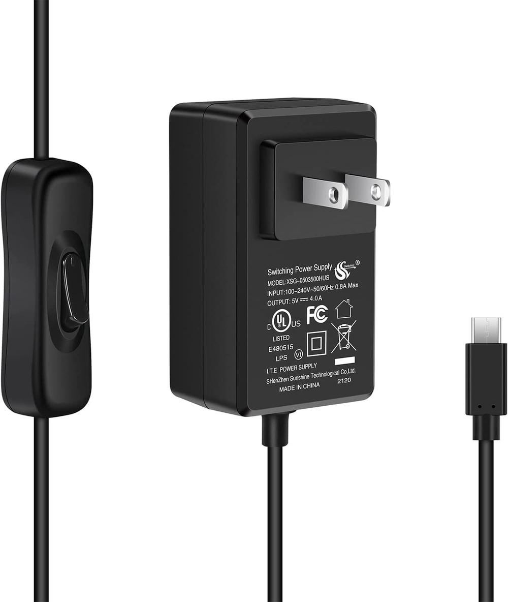 iUniker 5V 4A USB-C Power Supply with On/Off Switch