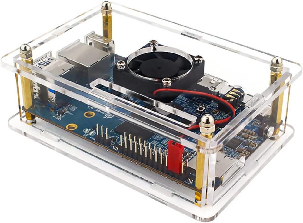 TECKEEN Orange Pi 5 Clear Acrylic Case with Cooling Fan