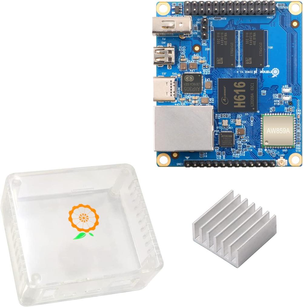 Orange Pi Zero 2 1GB with Clear Case and Heat Sink