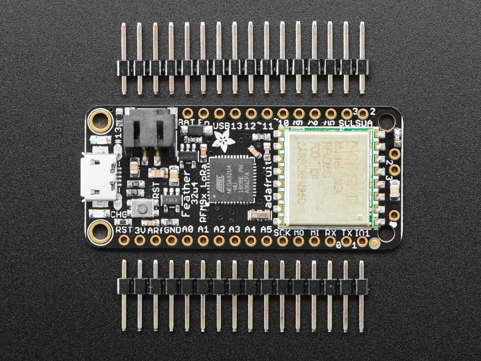 Adafruit 3078 Feather 32u4 RFM95 LoRa Radio - 868 or 915 MHz - RadioFruit