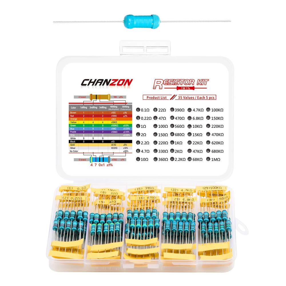 Chanzon Metal Film Resistor Kit 35 Values 1W (175PCS)