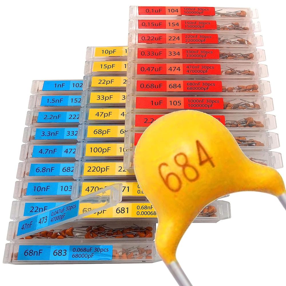 EEEEE Multilayer Monolithic Ceramic Capacitor Assortment kit 30 Values 10pf-10uF (900PCS)